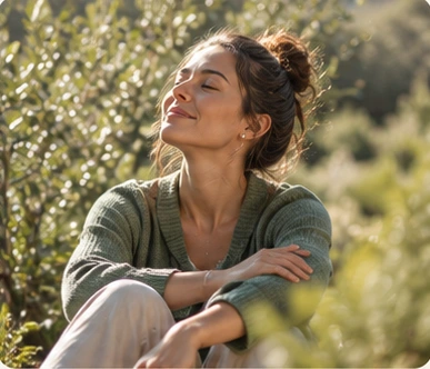 Mujer disfrutando una pausa tranquila al aire libre